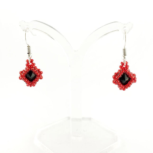 Jet & Red - Netted Rivoli earring kit