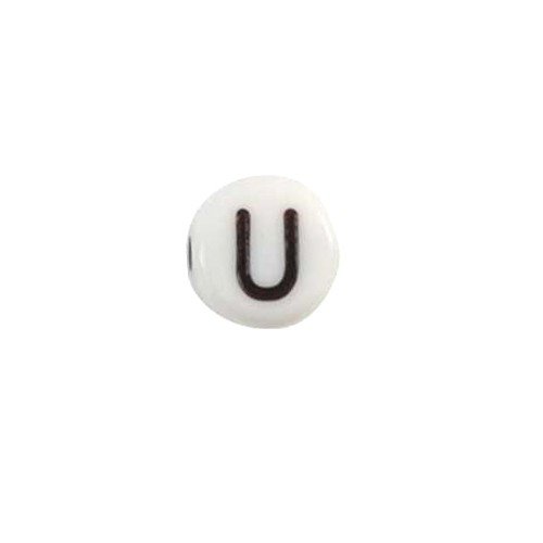 Glass Letter U Alphabet Bead
