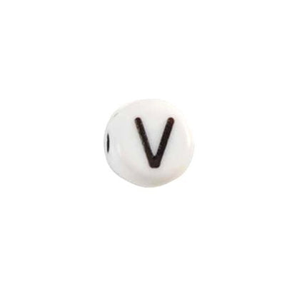Glass Letter V Alphabet Bead