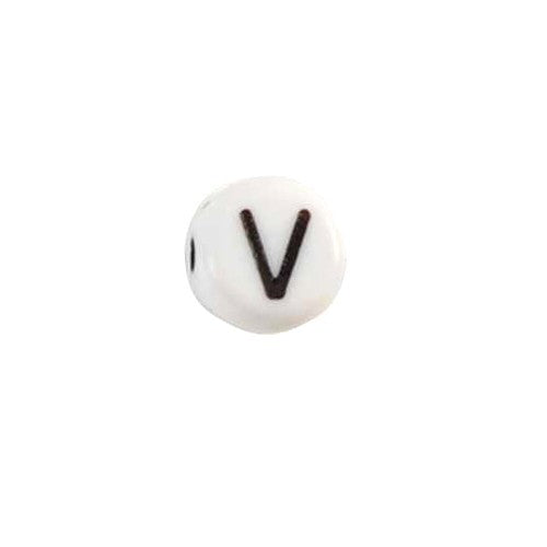 Glass Letter V Alphabet Bead