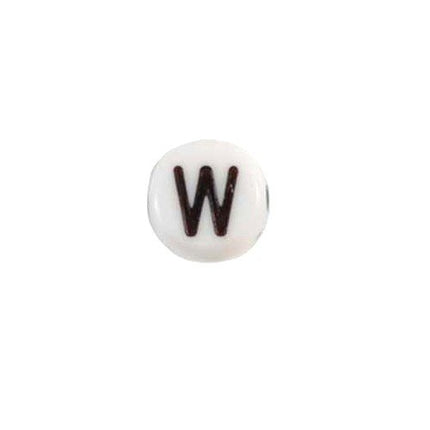 Glass Letter W Alphabet Bead