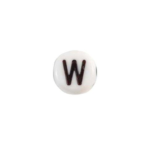 Glass Letter W Alphabet Bead