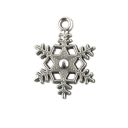 Small Snowflake Charm Antique Silver