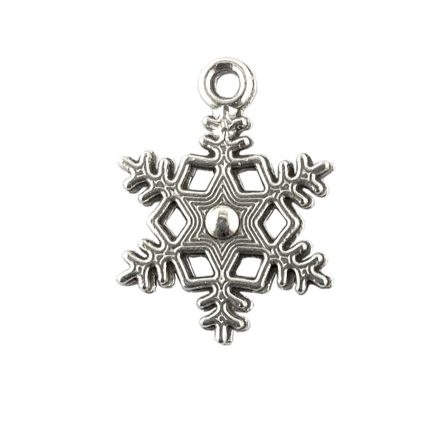 Small Snowflake Charm Antique Silver