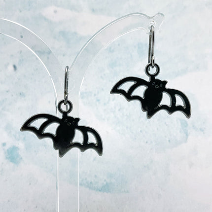 Cute Bat Charm Gunmetal earrings