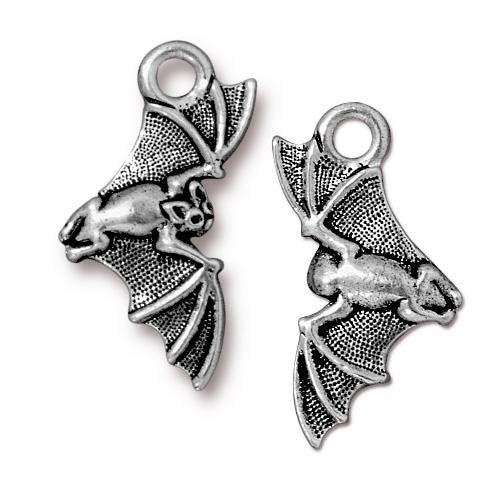 Bat Charm Antique Silver