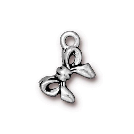 Bow Charm Antique Silver
