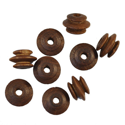 Ridged Wooden Beads Brown