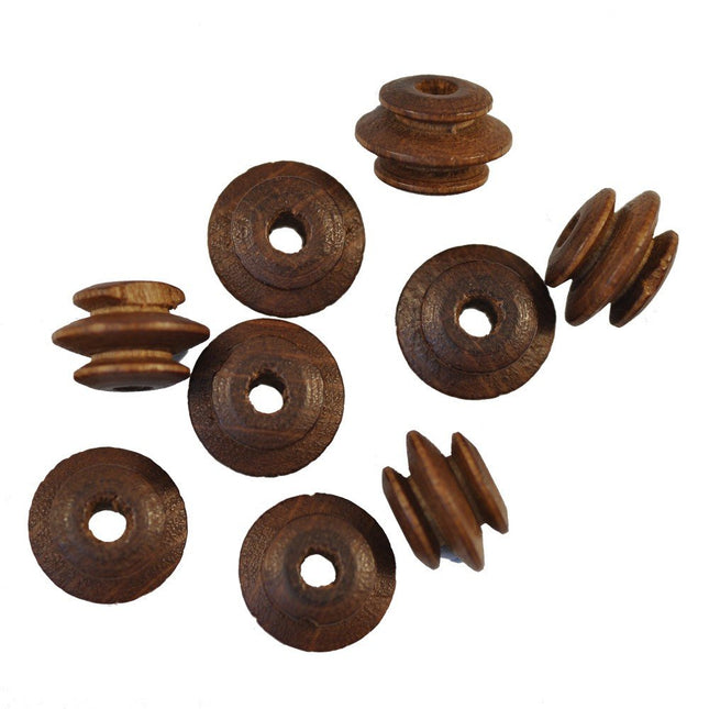 Ridged Wooden Beads Brown