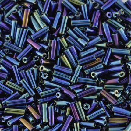 Cxech Glass 7mm straight bugle bead iridescent blue