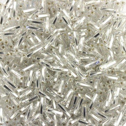 czech glass 7mm twisted bugle beads silver lined crystal
