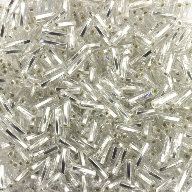 czech glass 7mm twisted bugle beads silver lined crystal
