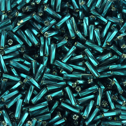 czech glass 7mm twisted bugle beads silver liined turquoise
