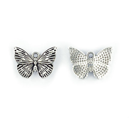 Metal Butterfly Pendant Antique Silver front and back