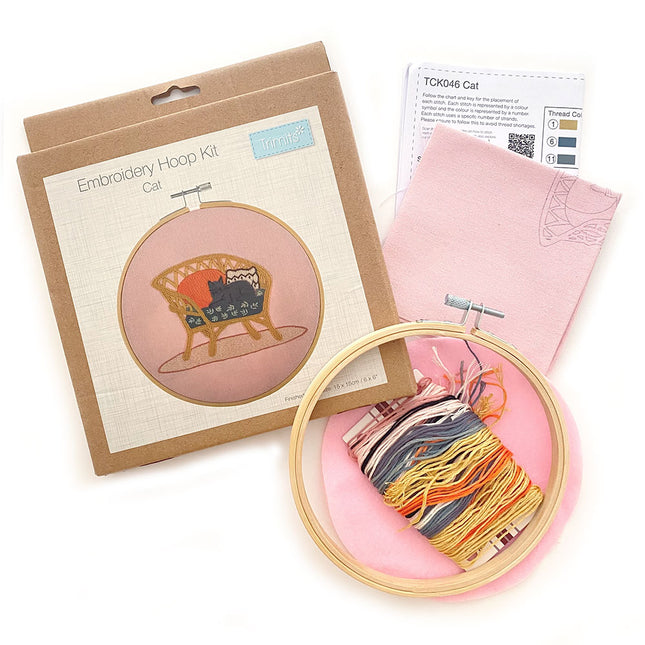 Cat Embroidery Hoop Kit Contents