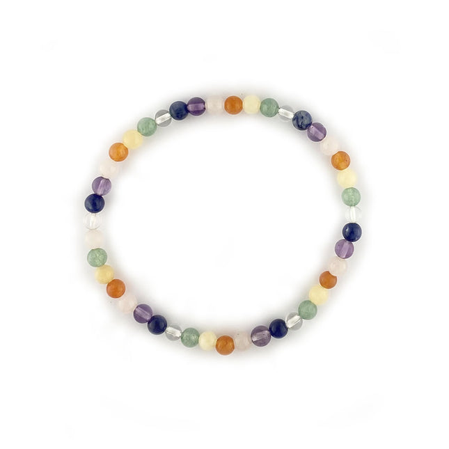 4mm Chakra Rainbow Gemstone Bead Bracelet