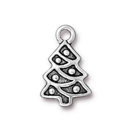 Christmas Tree Charm Antique Silver