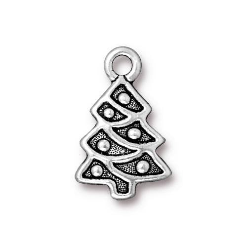 Christmas Tree Charm Antique Silver