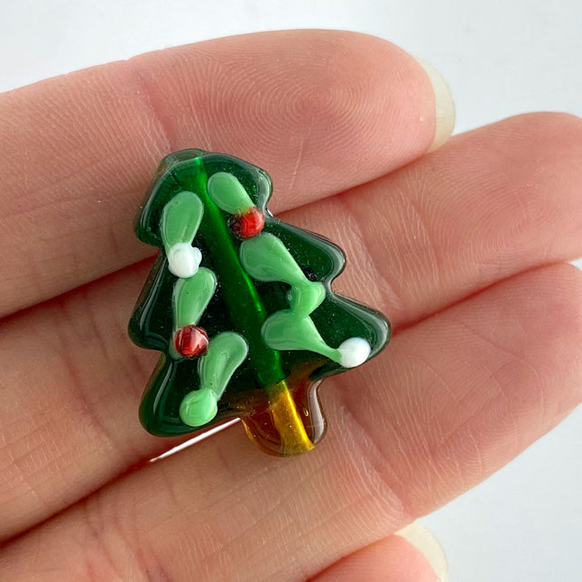 glass christmas tree bead