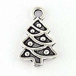 Christmas Tree Charm Antique Silver