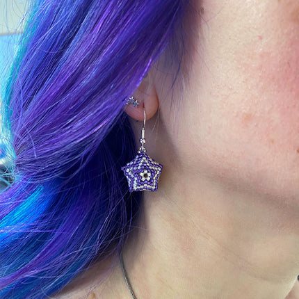 Purple Chunky Star Earring Kit Hana Wearing