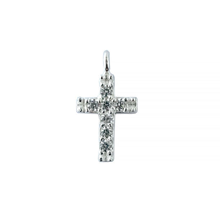 Sterling Silver Cross Charm with Cubic Zirconia