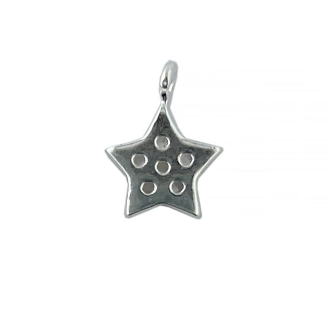 Sterling Silver Star Charm with Cubic Zirconia back