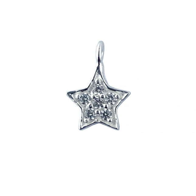 Sterling Silver Star Charm with Cubic Zirconia