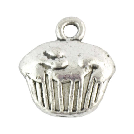 Cupcake Charm Antique Silver
