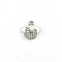 Cupcake Charm Antique Silver