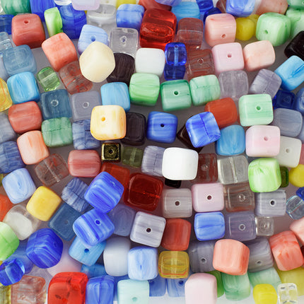 Czech Glass Cube Bead Mix