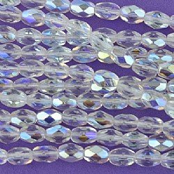 Czech Faceted Glass Oval Bead Crystal AB