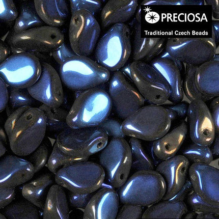 Metallic Blue Preciosa Pip Beads
