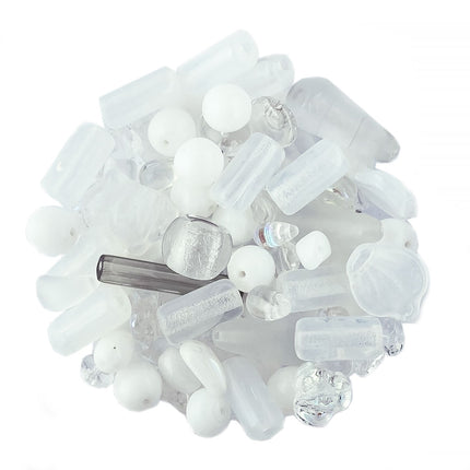 Czech Glass white Beads Mix