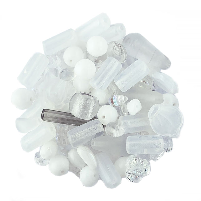 Czech Glass white Beads Mix