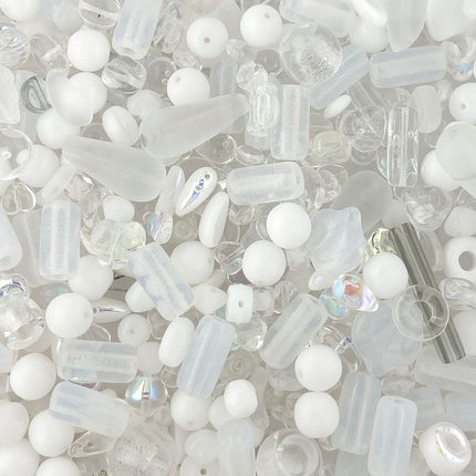 White Czech Glass bead mix