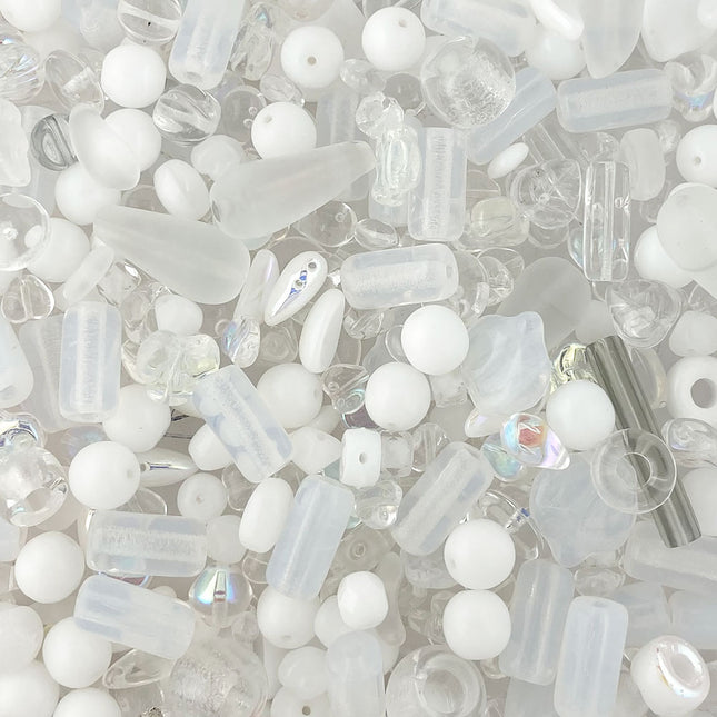 White Czech Glass bead mix