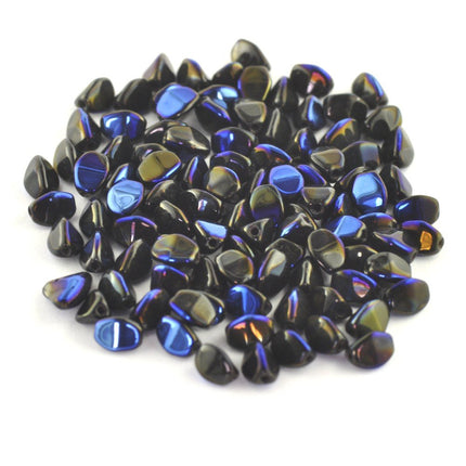 5mm czech glass pinch beads metallic blue
