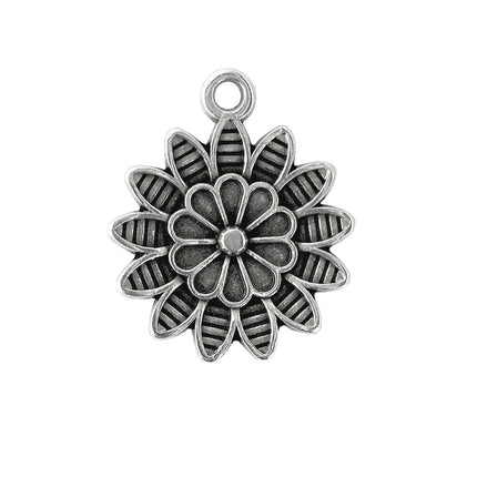 Dahlia charm antique silver