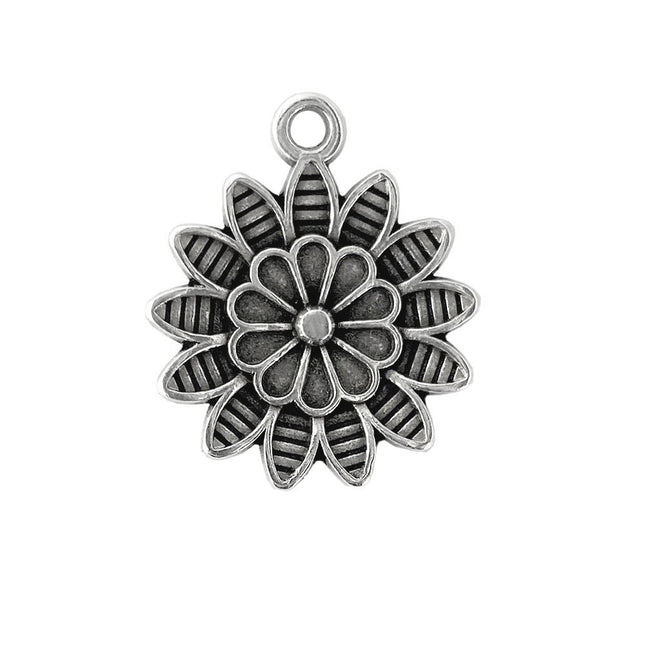 Dahlia charm antique silver