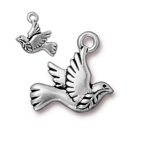Peace Dove Charm Antique Silver