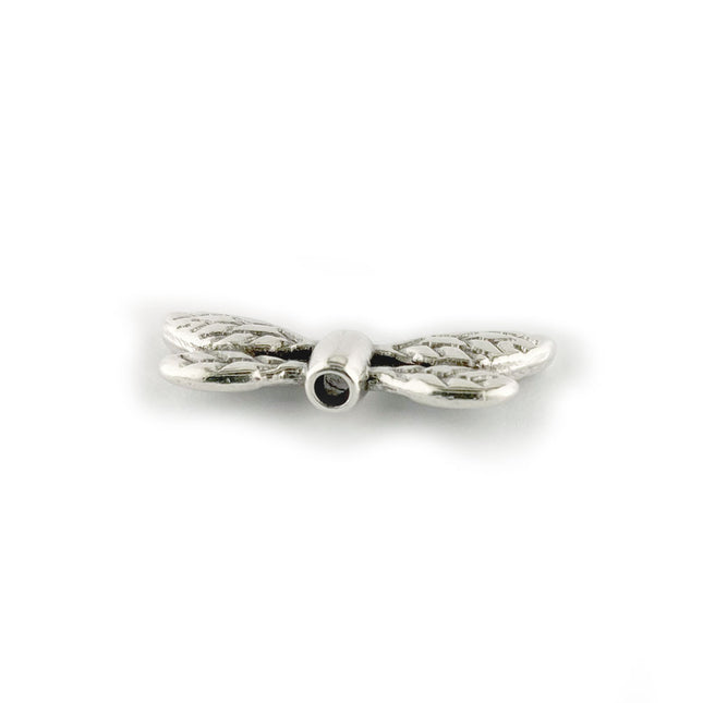 metal dragonfly wings bead in antique silver plating