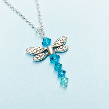 Dragonfly wings bead antique silver pendant
