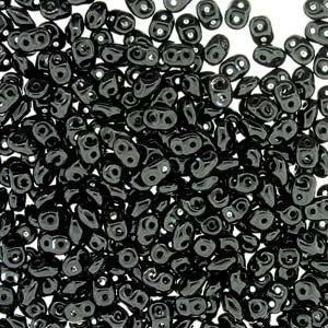Matubo czech glass 2 hole miniduo beads opaque black