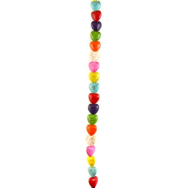 Rainbow Howlite Heart Shaped Semi-Precious Beads