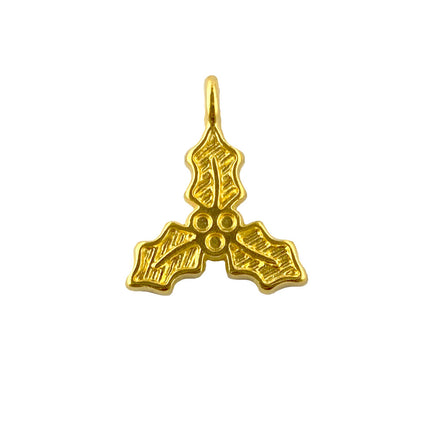 Enamel holly charm gold