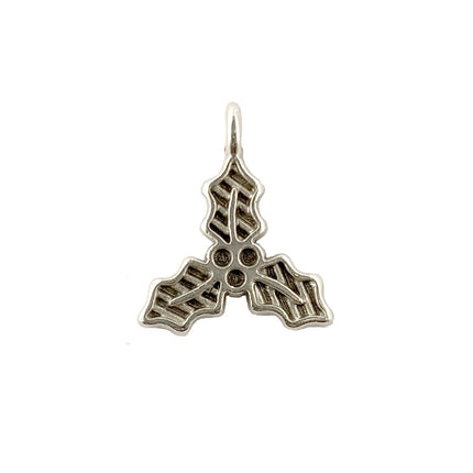 Enamel holly charm silver back