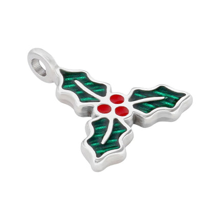enemalled holly leaf charm silver plated