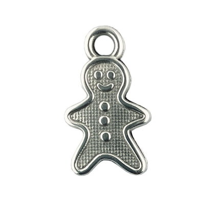 Gingerbread Man Charm Antique Silver