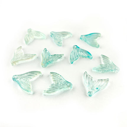 Glass Mermaid Tail Pendant Aqua/Gold